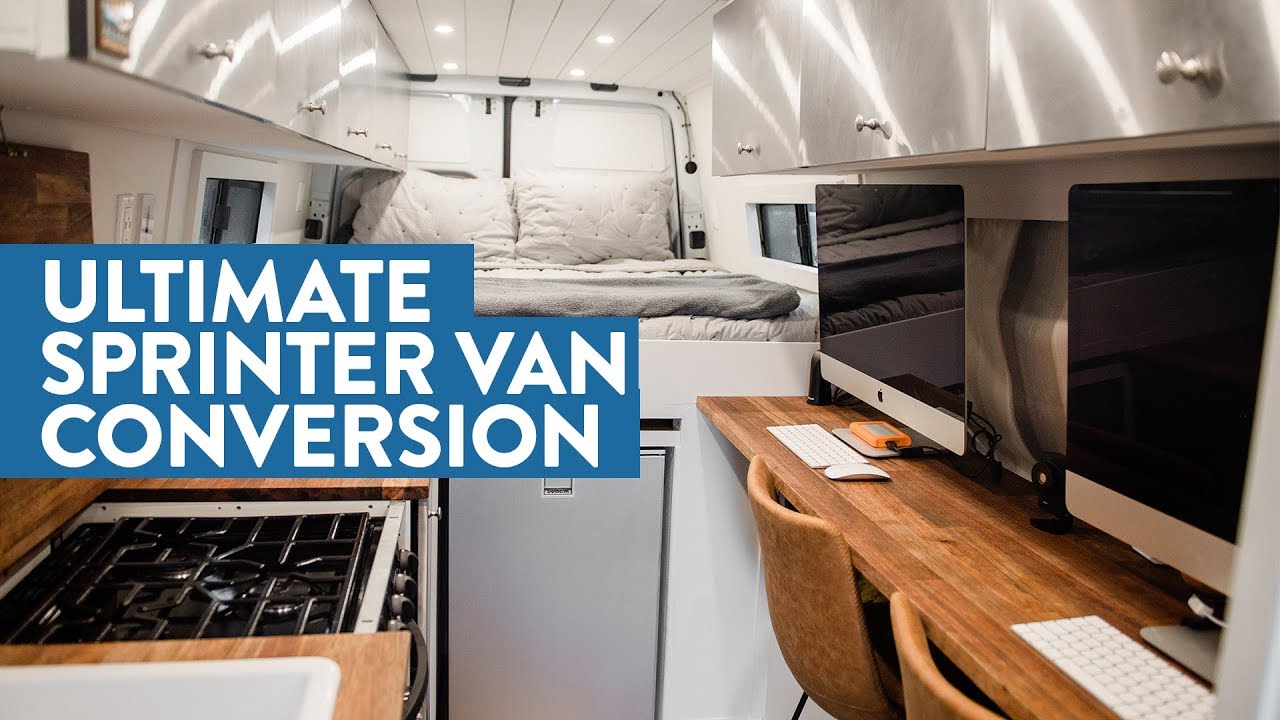 Video Tour of a Self-Converted Off-Grid Sprinter Van with Full Office, Bathroom, and Garage